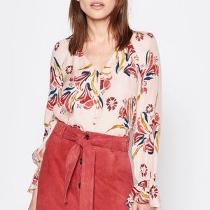 JOIE Boyana Pink Floral Silk Long Sleeve Blouse
